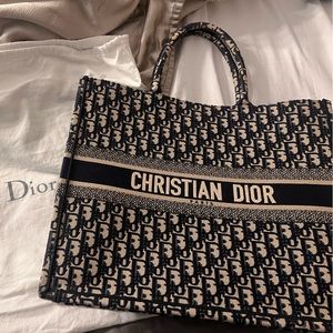 Christian Dior blue oblique large tote
